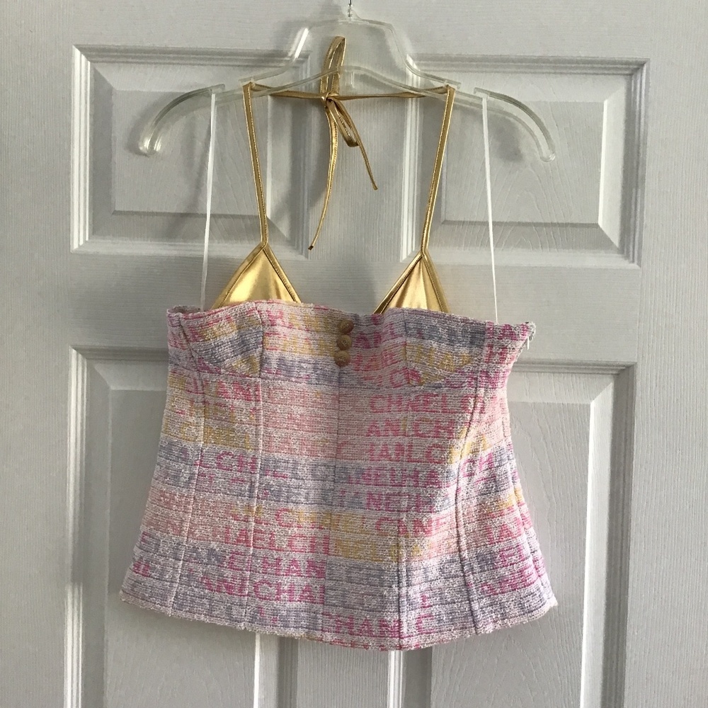 Multicoloured Pastel Tone/Gold Bustier top size M - Picture 6 of 6